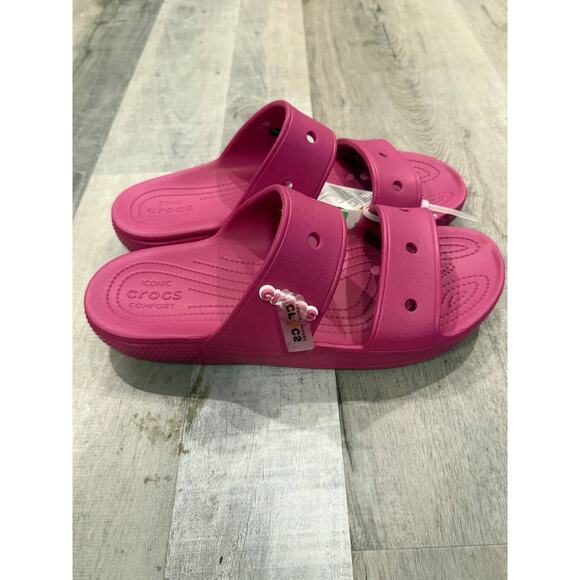 Crocs Classic Slides Sandals Mens Size 13 Pink Double Strap Slip On 206761-6SV - Picture 4 of 7